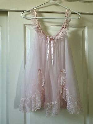 Babydoll Dress Nightwear, Gown Aesthetic, Babydoll Nighty, Pink Wardrobe, Babydoll Nightgown, Pink Nightgown, Long Nightgown, 20th Century Fashion, Vintage Nightgown