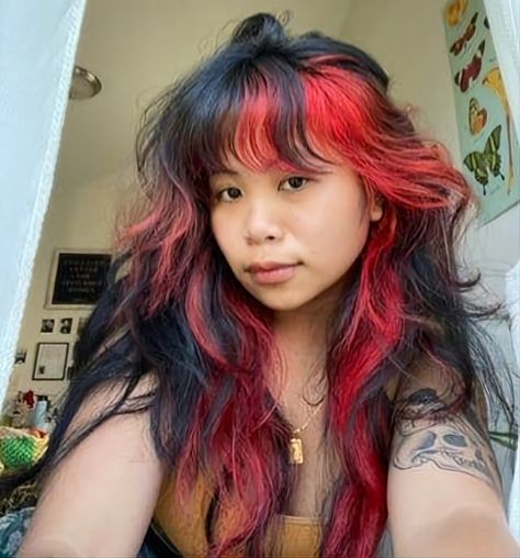 Hair Policy, Black And Red Hair, Red Hair Inspo, Dyed Red Hair, Hair Color Streaks, Hair Streaks, Dyed Hair Inspiration, Hair Stylies, Taking Advantage