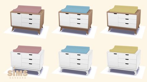 Sims 4 Functional Infant Furniture, Sims 4 Cc Infant Changing Table, Sims 4 Base Game Changing Table, Sims 4 Nursery Base Game, Baddie Furniture, Sims 4 Baby Cribs Functional Cc, Infant Cc, Homes Ideas, 4 Baby