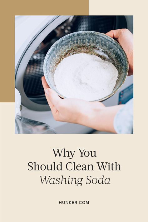 Below, we have four powerful ways you can deepen the cleaning of your laundry and home with the aid of our favorite little secret: washing soda. #hunkerhome #washingsoda #washingsodatips #washingsodadiy Natural Disinfectant, Washing Detergent, Laundry Stains, Washing Soda, Garden On A Hill, Disinfectant Spray, Diy Cleaning Hacks, Diy Sprays, Face Wrinkles