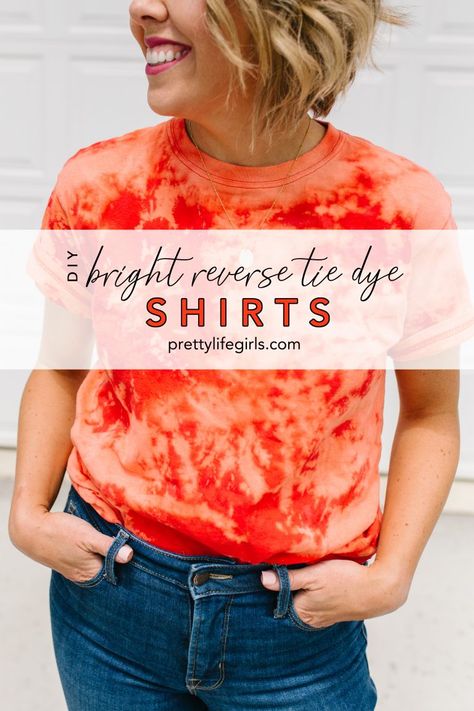 How To Style A Tie Dye Shirt, Tie Dye On Colored Shirts, Reverse Bleach Tie Dye, How To Bleach Tie Dye, Shirt Bleaching, Redesign Clothes, Reverse Tye Dye, Bandana Diy, Diy Tie Dye