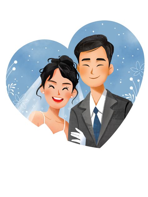 Wedding Portrait Illustration, Cher Illustration, Illustration Love Romantic, Doodle Invitation, Wedding Illustration Couple, Marriage Illustration, Wedding Art Painting, Cartoon Wedding, Wedding Artwork