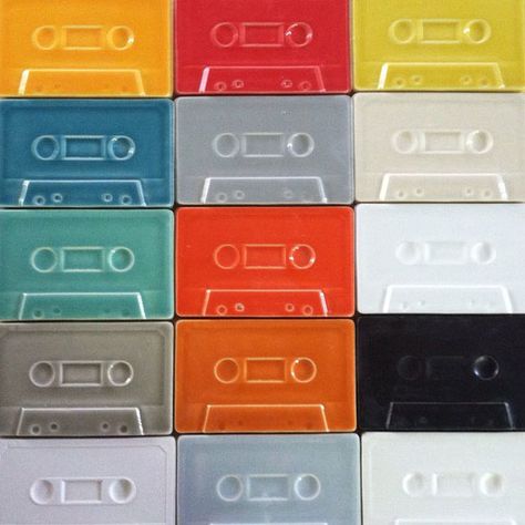 Cassette Deco: Cassette tape wall tiles by Clayhaus - Retro to Go Clayhaus Tile, Cassette Tape Wall, Gorgeous Bathroom Tile, Tape Wall, The Obsession, Audio Tape, Keep Quiet, Deco Wall, Cassette Tape