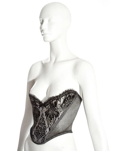 Vivienne Westwood black lace bustier corset, fw 1994 at 1stDibs Vivienne Westwood Corset, Westwood Corset, Vivienne Westwood Tops, Black Lace Bustier, Brown Corset, Velvet Corset, Leather Bustier, Bodysuit Top, Lace Bustier