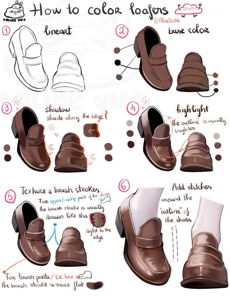 Drawing Shoes, Clothes Drawing, Digital Painting Techniques, Concept Art Tutorial, Digital Art Beginner, How To Shade, Shoes Drawing, Coloring Tutorial, Digital Painting Tutorials