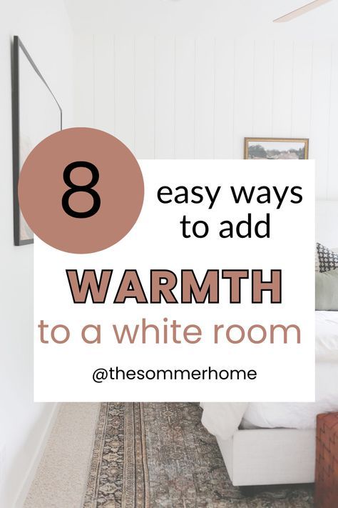 White walls can be beautiful, but it’s important to add a bit of warmth and texture to ensure your space isn’t too bland. With a few smart decorating decisions and some inventive tips, you can make any room with white walls a cozy and inviting space. Tap to see how! How To Decorate Big White Walls, White Room With Accent Color, Homes With White Walls, How To Add Warmth To A White Living Room, White Wall With White Trim, Decorating A White Room, Living Rooms With White Walls, White Pink Walls, How To Decorate White Walls