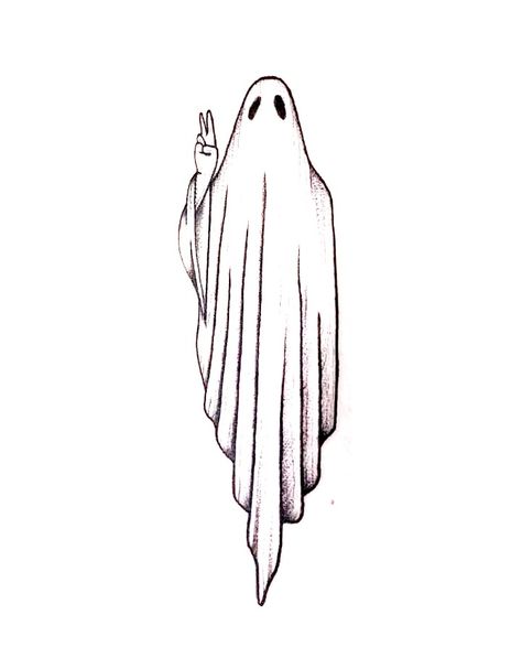 Cute Sheet Ghost Tattoo, Ghost Sketch Simple, Spooky Drawings Easy, Ghost Drawing Aesthetic, Sheet Ghost Drawing, Cartoon Ghost Drawing, Sheet Ghost Tattoo, Ghost Sketches, Ghost Line Art