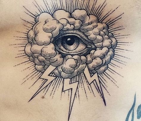 Cloud Tattoo Design, Eye Ideas, Tattoo Eye, Tattoo Old School, Muster Tattoos, Cloud Tattoo, Nordic Tattoo, New School Tattoo, Seeing Eye