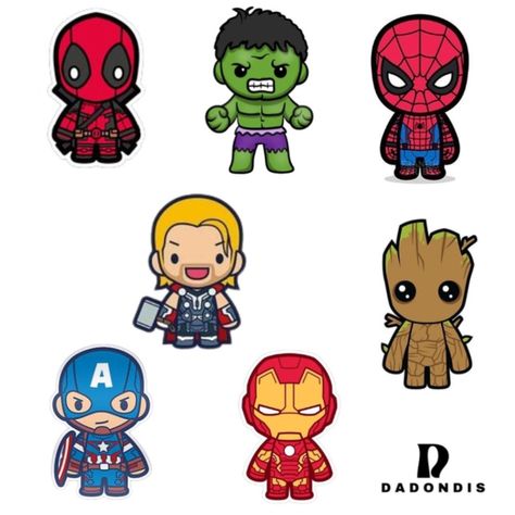 Mini Marvel Drawings, Iron Man Doodle, Marvel Avengers Drawing, Marvel Avengers Cartoon, Marvel Avengers Characters, Free Photo Collage Templates, Avengers Clipart, Funko Pop Avengers, Spiderman Decorations