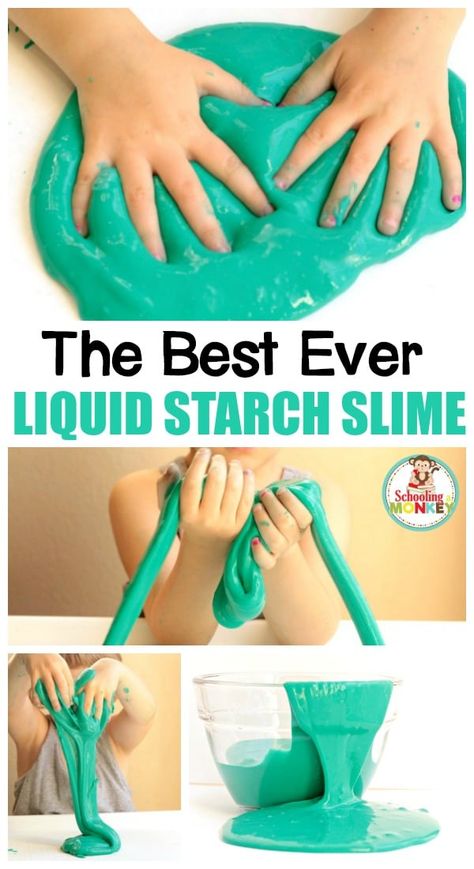 Liquid Starch Slime, Simple Laundry, Soap Slime, Perfect Slime, Liquid Starch, Cool Slime Recipes, Starch Foods, Slime Collection, Toddlers Activities