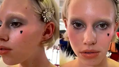 Backstage at Gucci, makeup artist Thomas de Kluyver hinted at Hollywood glamour while keeping it fresh and modern. Gucci Makeup, Love Parade, Beauty Marks, Gucci Spring, Beauty Spot, Beauty Mark, Satin Lipstick, Bronzing Powder, Beauty Looks