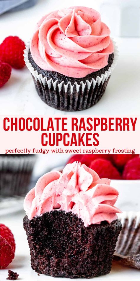 These chocolate raspberry cupcakes truly have the perfect flavor combo. They start with moist and fudgy chocolate cupcakes that have a perfectly soft texture. Then they're frosted with creamy raspberry frosting that's bursting with fresh raspberry flavor. Perfect for Valentine's Day! #chocolatecupcakes #chocolatecake #raspberryfrosting #raspberry #buttercream #valentinesday #recipe from Just So Tasty Best Homemade Chocolate Cake Recipe, Raspberry Buttercream Frosting, Chocolate Raspberry Cupcakes, Chocolate Cupcake Recipe, Raspberry Frosting, Raspberry Cupcakes, Raspberry Buttercream, Dessert Cakes, Raspberry Chocolate