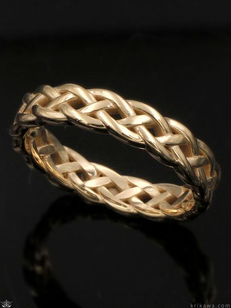 The symbolic Celtic knot continuously wraps around the band with negative spaces for an intricate, airy look. A great viking wedding ring option. Celtic Knot Band, Viking Wedding Ring, Celtic Wedding Bands, Knot Pattern, Celtic Engagement Rings, Viking Wedding, Pattern Wedding, Celtic Wedding Rings, Celtic Knot Ring