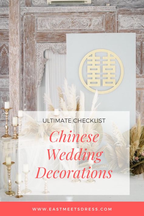 Get inspired by these 15 decoration ideas for your modern or traditional Chinese wedding banquet. Find out where to buy Chinese wedding decorations for your wedding in this ultimate guide. Chinese Inspired Wedding Decor, Chinese Wedding Banquet, Wedding Decoration Checklist, Red Chinese Wedding Dress, Chinese Wedding Favors, Chinese Wedding Tea Ceremony, Chinese Celebrations, Modern Chinese Wedding, Asian Wedding Decor