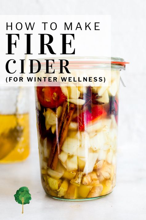 Healthy Tonics, Fire Cider Benefits, Fire Cider Recipe, Herbal Vinegar, Fire Cider, Winter Wellness, How To Make Fire, Local Grocery Store, Herbal Recipes