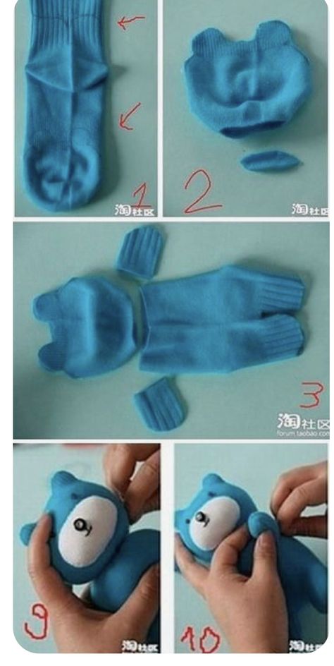 Diy Sock Toys, Projek Menjahit, Sock Doll, Sock Dolls, Sock Toys, Sock Crafts, Diy Socks, Sewing Stuffed Animals, Sock Animals