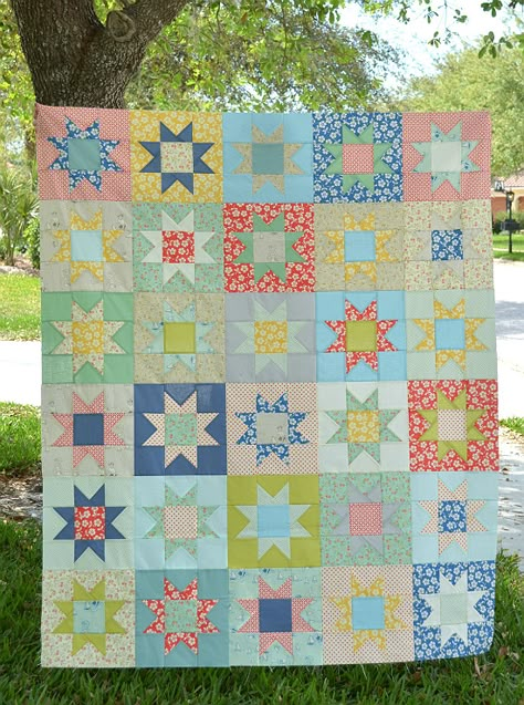 No Point Stars Quilt Pattern Stars Quilt, Quilt Modernen, Pattern Quilt, Star Quilt Blocks, Star Quilt Patterns, Personalized Quilt, Star Quilts, Quilting For Beginners, Scrappy Quilts