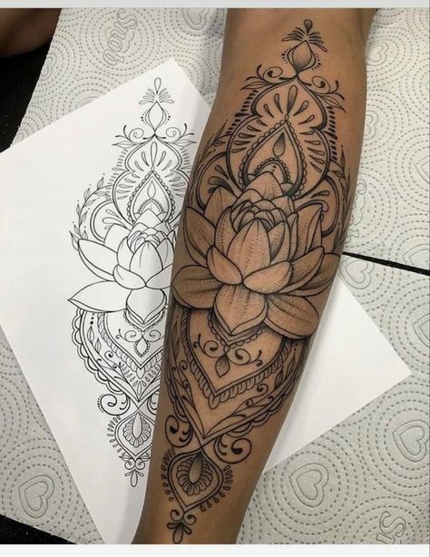 Mandala Tattoos For Women, Mandela Tattoo, Shin Tattoo, Tattoo Mandala, Forarm Tattoos, Thigh Tattoos, Forearm Tattoo Women, Hand Tattoos For Women, Leg Tattoos Women