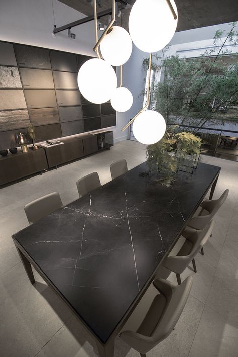 Marble Dinning Table, Marble Dining Room, Black Kitchen Table, Acrylic Wall Panels, Dining Table Design Modern, Dining Room Furniture Sets, Black And White Living Room, Dining Room Furniture Modern, Modern Kitchen Cabinet Design