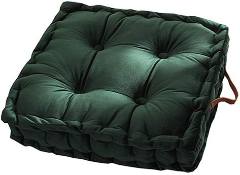 Amazon.com: vctops Square Solid Color Velvet Seat Cushion with Handle Tufted Thicken Chair Pad Tatami Floor Pillow Cushion 16.5"x16.5"x4" Green : Home & Kitchen Sofa Balcony, Floor Seating Cushions, Car Seating, Round Seat Cushions, Square Floor Pillows, Portable Chair, Meditation Pillow, Square Pouf, Floor Seating