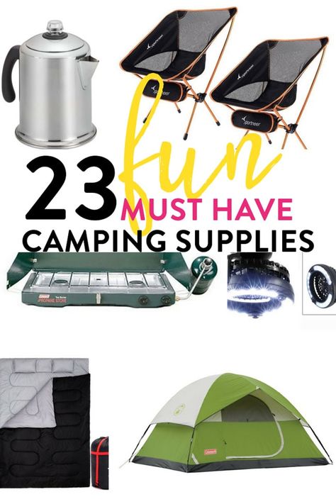 23 Fun Must Have Camping Supplies | The Bewitchin' Kitchen Camping Supplies Storage, Camping Lists, Camping Supply List, Camping Bedarf, Camping Must Haves, Camping Diy, Best Camping Gear, Camping Products, Camping List