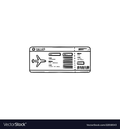 Boarding Pass Drawing, Plane Ticket Illustration, Cute Travel Drawings, Plane Cartoon Drawing, Plane Ticket Tattoo, Plane Ticket Drawing, Airport Doodle, Ticket Doodle, Travel Doodle Art