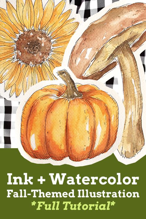 In this step by step beginner-friendly video tutorial, I explain how to draw and paint 3 different fall-inspired line and watercolor wash illustrations. Follow along and improve your sketching and watercolor skills. Fall Watercolor Art For Beginners, Fall Illustrations, Art Tutorial For Beginners, Freehand Sketching, Line And Wash, Beginner Drawing Lessons, Pencil Sketching, Sketching Tips, Watercolor Beginner