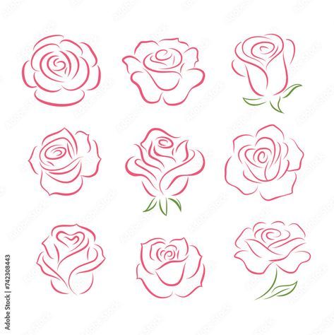 Rose Drawing Tattoo Simple, Diy Draw Flowers, Rose Clipart Simple, Small Rose Drawing Simple, Roses Simple Drawing, Chibi Flower Drawing, Roses Drawing Reference, Easy Rose Sketch, Simple Roses Drawing