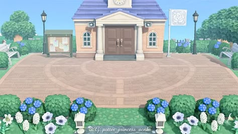 Acnh Entrance, Resident Services, Plaza Design, Animal Crossing 3ds, Animals Crossing, Ac New Leaf, Animal Crossing Guide, Animal Crossing Wild World, Animal Crossing Villagers