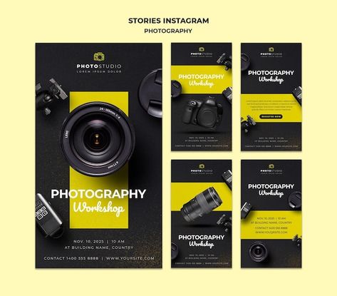 Photography Workshop Poster, Portfolio Design Website, Instagram Stories Template, Ad Photography, Social Media Marketing Instagram, Camera Art, Social Media Advertising Design, Social Media Photography, Flyer Printing