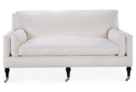 Chase 67" Settee, White Linen Parisian Chic Decor, Settee Bedroom, White Settee, White Linen Sofa, Linen Couch, Apartment Makeover, White Couches, Linen Furniture, Stylish Apartment