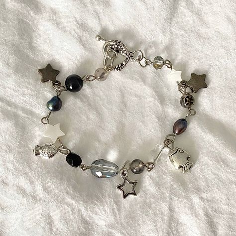 Freshwater Pearls, Charms, Bracelet, Beads, Stars, Glass, Silver, White