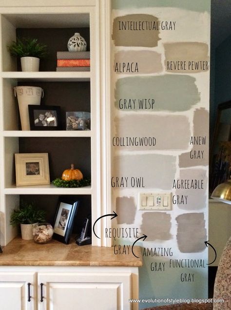 Lots of neutrals paint colors-kitchen refresh #benjaminmoore gray paint colors | beige paint colors Bookcase Arrangements, Sherwin Williams Comfort Gray, House Diys, Color Spotlight, Interior Paint Colors Schemes, Kitchen Refresh, Comfort Gray, Southwest Decor, House Color