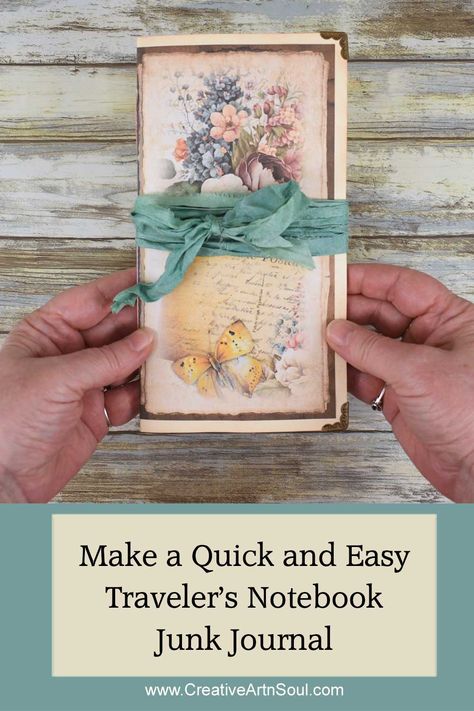 Make a Quick and Easy Traveler's Notebook Junk Journal > Creative ArtnSoul Journal Creative, Travel Book Diy, Mini Journals, Diy Travel Journal, Creative Tutorials, Smash Books, Book Corners, Diy Notebook, Mini Journal