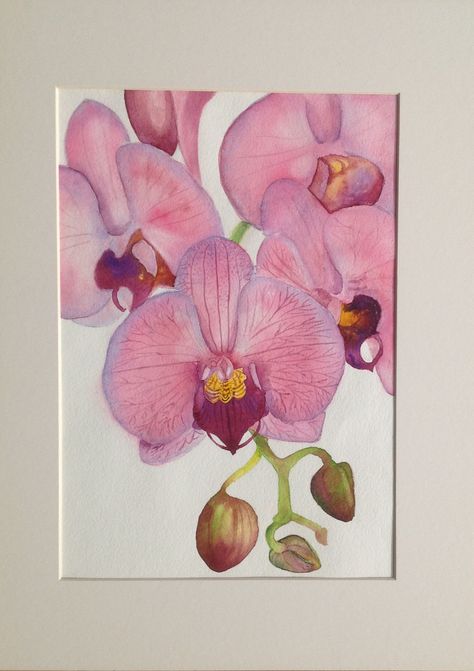 Orchid Painting Acrylic Abstract, Simple Orchid Painting, How To Draw An Orchid, Orchid Painting Easy, Orchid Art Painting, Watercolor Orchids Painting, Orchid Drawing Simple, Orchid Painting Acrylic, Orchids Drawing