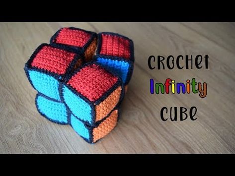 Crochet Infinity Cube | How to Crochet a Rainbow Infinity Cube Fidget Toy - YouTube Crochet Infinity Cube, Crochet Infinity Loop Fidget, Infinity Cube Crochet, Silent Fidget Crochet, Crochet Cube Amigurumi, Crochet Cube, Fidget Toys Infinity Cube, Crochet Fidget, Infinity Cube