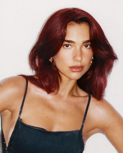 Dua Lipa Aesthetic, Madison Williams, Cola Hair, Cherry Cola Hair, Cherry Red Hair, Beautiful Dua, Wine Hair, Red Hair Inspo, Cherry Hair