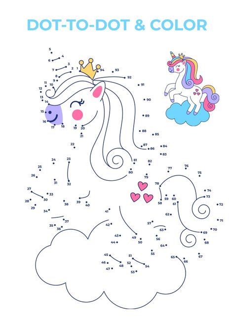 Child-like Dot To Dot Colouring Unicorn Animal Worksheet Unicorn Dot To Dot, Unicorn Worksheets, Unicorn Coloring Pages For Kids, Unicorn Activities, Unicorn Activities For Kids, Dot To Dot Printables For Kids Free, Puppy Coloring Pages, Unicorn Printables, Animal Worksheets