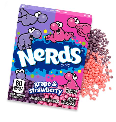 Tiny, Tangy Crunchy Dual Flavoured NERDS Candy Nerds Rope, Nerds Candy, Candy Companies, Kandy, Hard Candy, Corn Syrup, Pink And Purple, Natural Flavors, Pop Tarts