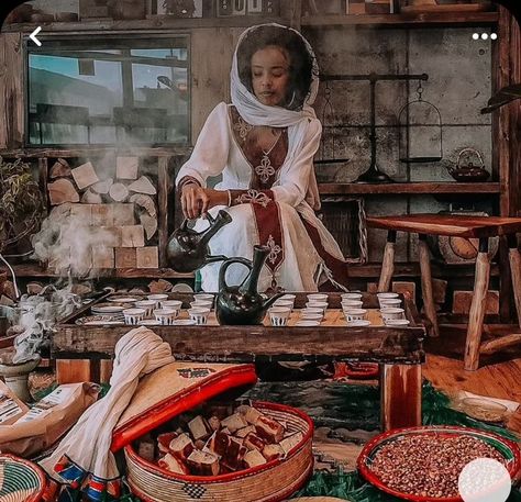 Ethiopian Coffee Ceremony Art, Eritrean Coffee Ceremony, Coffee Ceremony Ethiopia, Jebena Coffee Ethiopia, Ethiopian Culture Art, Eritrean Culture Aesthetic, Habesha Restaurant, Eritrea Culture, Yemen Coffee