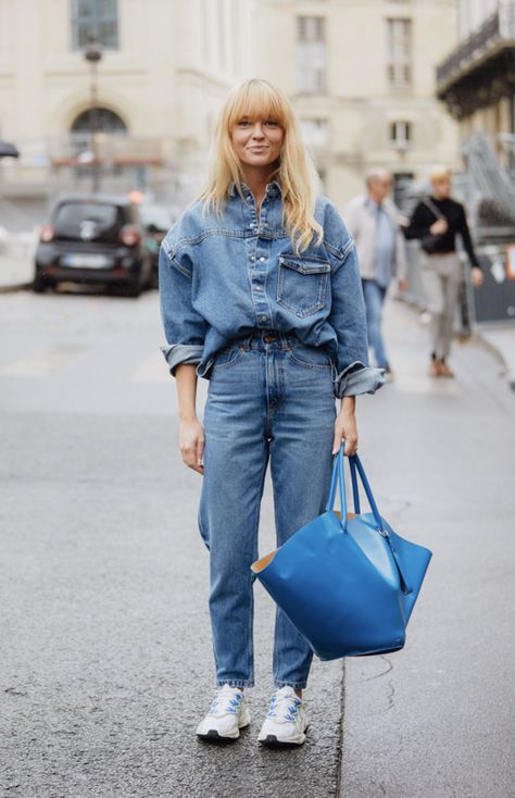 Total Denim Outfit, Full Denim Outfit, Looks Total Jeans, Elegant Evening Wear, Denim Party, Denim Street Style, Cruise Fashion, Outfits Con Jeans, Night Fashion