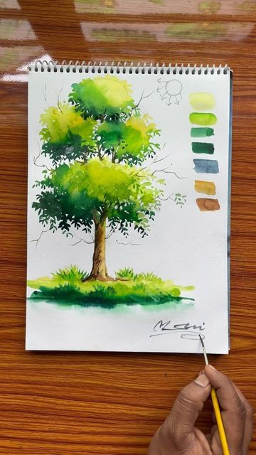 Watercolour Tree, Kids Watercolor, Art Watercolour, Watercolor Tree, Book Art Diy, Watercolor Trees, Art Drawings Sketches Creative, Tree Drawing, Water Colour