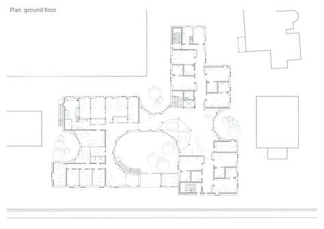 Gallery of Urban Hospice / NORD Architects - 25 Health Care Hospital, Architect Drawing, Hospital Interior, Architecture Concept Diagram, Concept Diagram, Urban Fabric, Ground Floor Plan, Urban Setting, Health Center