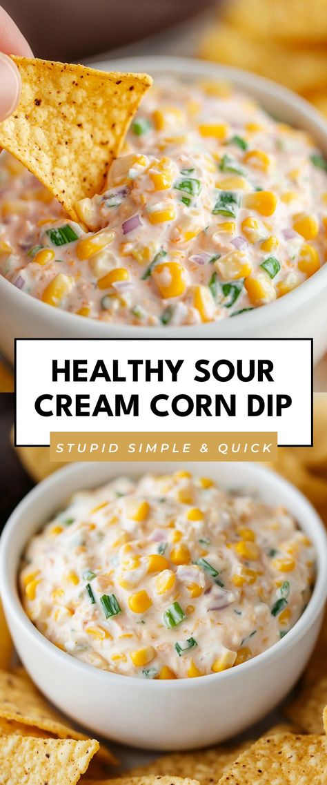 Image for Healthy Sour Cream Corn Dip Corn Sour Cream Dip, Zesty Corn Dip, Easy Creamy Corn Dip, Corn Dip With Cilantro, Dips To Make With Sour Cream, Corn Dip With Sour Cream And Mayo, Summer Crisp Corn Dip, Simple Sour Cream Dip, Mexican Corn Dip With Sour Cream