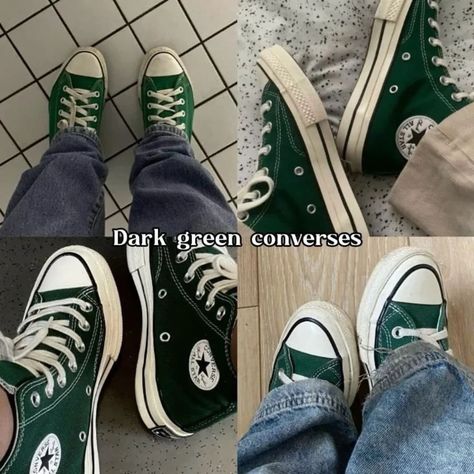 Which color Do you choose ? Follow @nilly.style1 for more Best Converse Colors, Dark Green Converse, Best Converse, Converse Colors, Green Converse, Converse All Star, My Type, Clothes Accessories, All Star