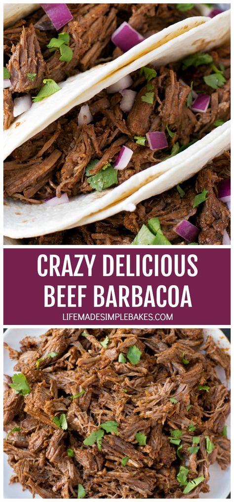 This crazy delicious beef barbacoa couldn't be easier to make! Season, braise, simmer, and let your oven do the rest. #beefbarbacoa #easybeefbarbacoa #ovenbakedbeefbarbacoa #braisedbarbacoa