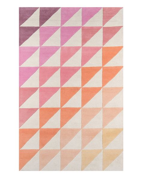 Triangle Rug, Triangle Area, Unique Flooring, Area Rug Decor, Rose Orange, Pink Area Rug, Orange Area Rug, Orange Rugs, Hand Tufted Rugs