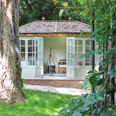 Garden Rooms Outdoor Spaces Uk, Summer Houses For Small Gardens, Rustic Garden Room, Sicily Garden, Garden Summer House Ideas, Summer House Ideas, Large Summer House, Garden Summer House, Summerhouse Ideas