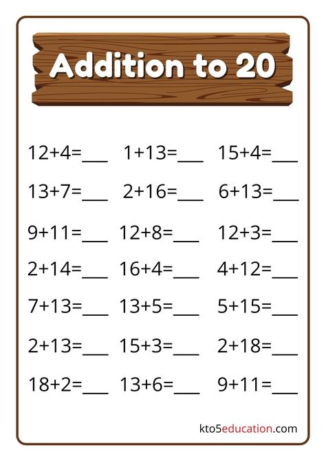 Addition Up To 20 Worksheets Class 1 Addition Worksheet, Addition Up To 20 Worksheets, Addition Within 20 Worksheets Free, Addition To 20 Worksheets Free, Additional Worksheet, Addition Up To 20, Addition Within 20, Maths Homework, Math Worksheets For Kids