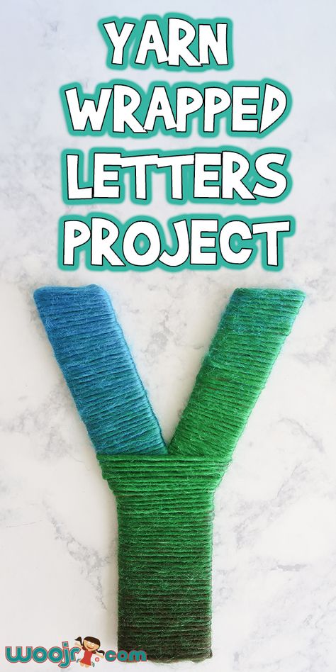 Letter Yarn Crafts, Yarn Wrapped Letters Diy, Kindergarten Yarn Crafts, Yarn Letters Diy, Diy Nursery Letters, Yarn Activities, How To Draw Letters, Wood Letters Diy, Wood Letters Decorated